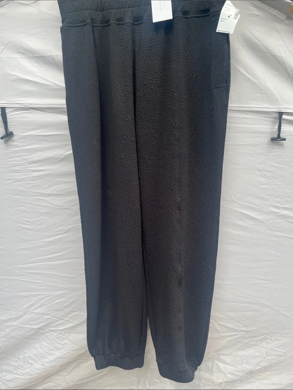 sundays Black Textured Joggers with Elastic Cuffs